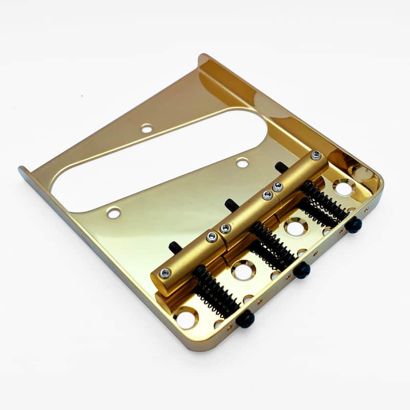AxLabs Tele-Style String-Through Bridge | Brass Vintage Style Saddles - Gold image 1