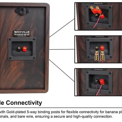 (2) Rockville RockShelf 68D 400w Dark Wood 6.5" Bookshelf Speakers+28" Stands image 15