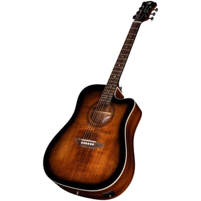 Luna Art Vintage Dreadnought Cutaway Acoustic-Electric Guitar Distressed Vintage Brown image 9
