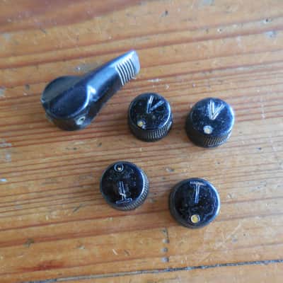 KAY Vintage 1960's Complete 5 Pc. knob set for Two Pickup Guitar image 4
