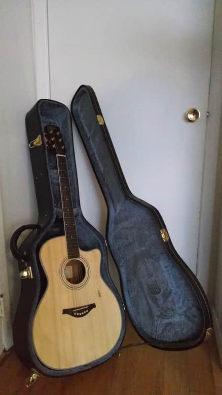 acoustic guitar hofner grand auditorium ha-ga07 electric/cutaway with hs case image 1