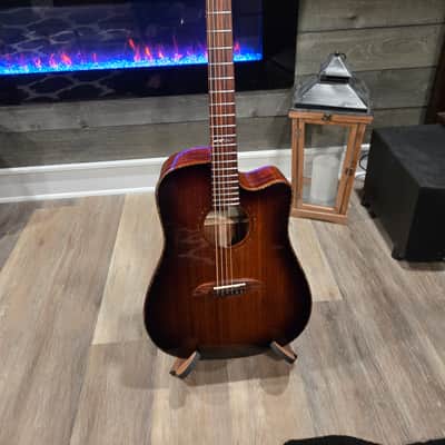 Solid wood! Alvarez Masterworks Cutaway Dreadnought with Electronics 2010s - Shadowburst image 1