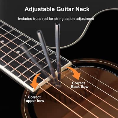 41" Acoustic Guitar for Beginner Adult Full Size Cutaway Guitarra Bundle Set-Black Bundle with Gig Bag, Tuner, Strap, Strings, Picks,Capo image 3