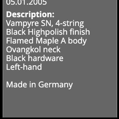 2005 Warwick Vampyre SN 4 - Black High Polish - Lefty image 17