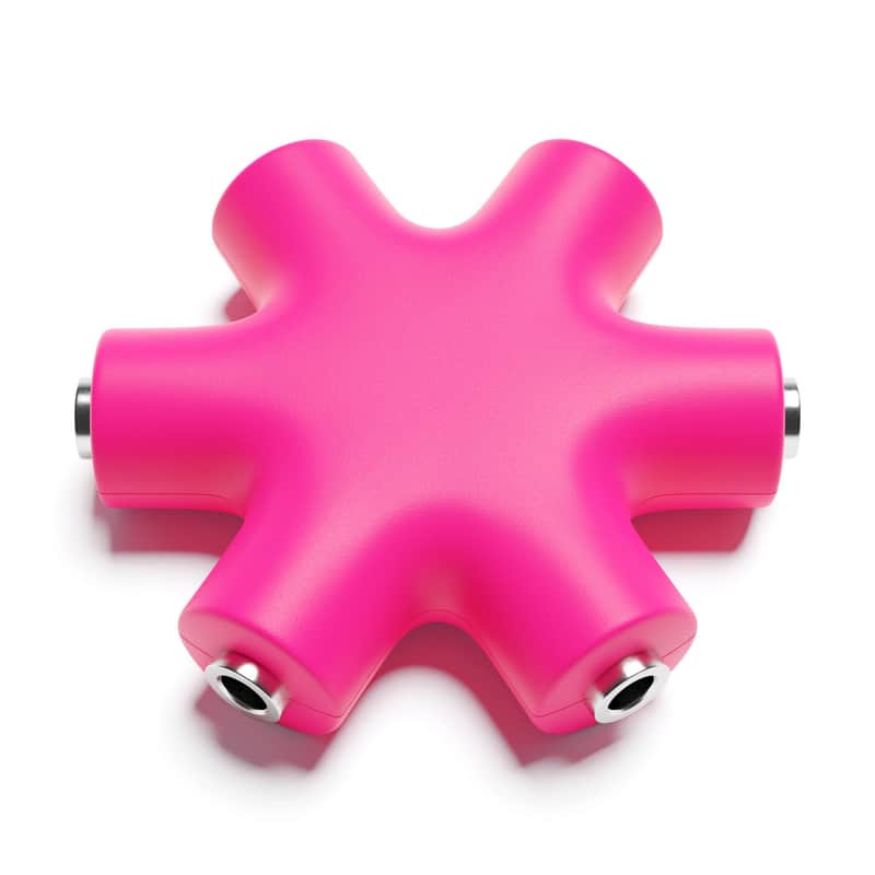 ExcelValley [Pink] Mono Patch Cable Splitter Hub 6 Port 5 Way TS 3.5mm 1/8" Modular Synth Eurorack image 1
