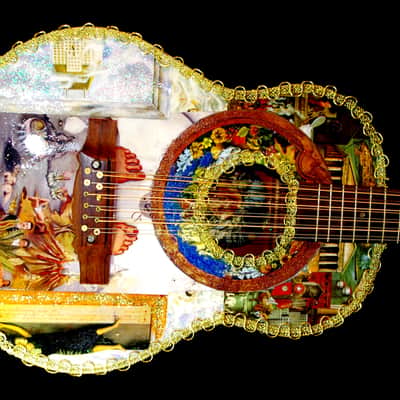 Art Guitar "FRIDA KAHLO" by the Artiste El Daga  Collage NFT Opportunity. Non Fungible Token Bitcoin image 3