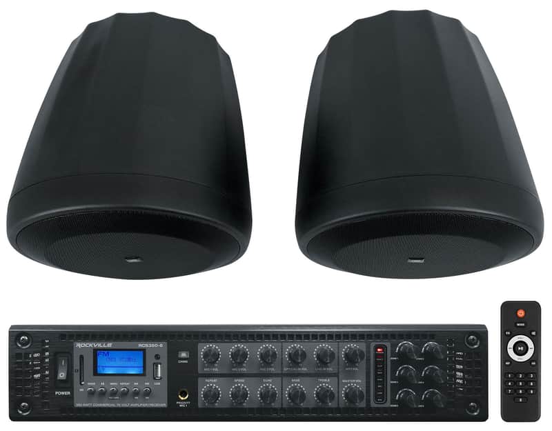 Pair JBL Control 60PS/T C60 Commercial 70v Black Pendant Subwoofers+Amp C60PS/T image 1