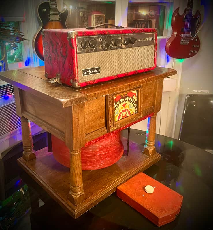 Rotary Connection  VIBRA-TABLE! Rotary / Leslie guitar speaker cabinet / side table! 12” 16 ohm 70 watt speaker. One of a kind  2026 - Wood image 1
