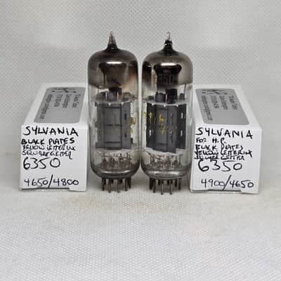 Sylvania 6350 Black Plate Square Getter Perfectly Matched (5.1%) Pair NOS