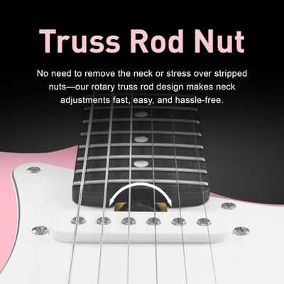 Electric Guitar, 39" Beginner Electric Guitar, Classic SSS Pickup, Tremolo Bridge, Full-Size Lightweight Body, Rounded Fret Ends, Heel Adjustment Truss Rod (Shell Pink) image 3