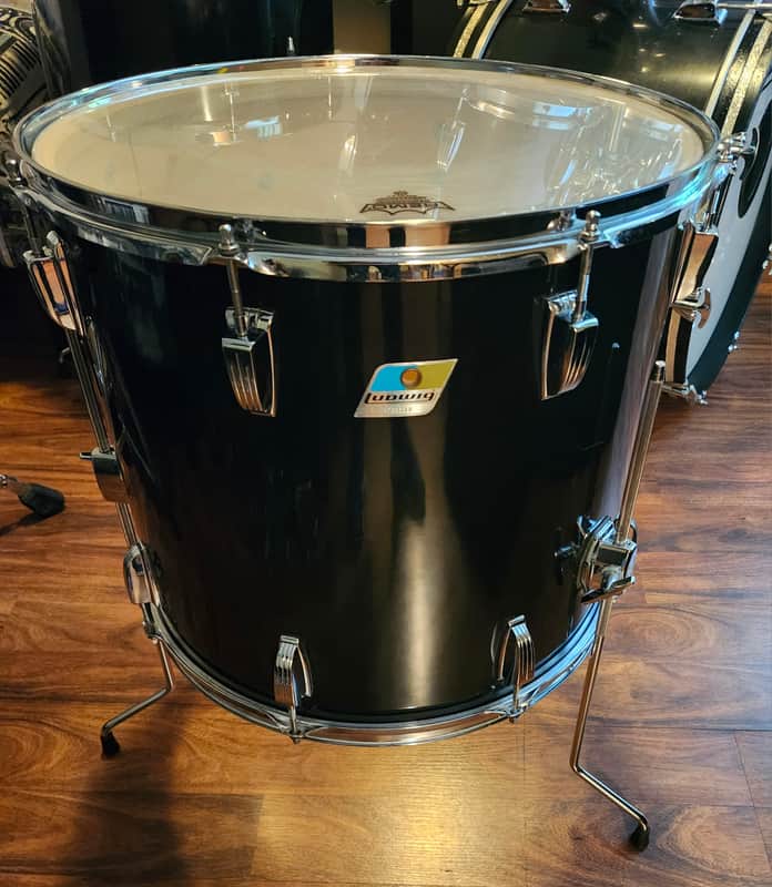 Ludwig 1970 18" Floor Tom with Legs Black Excellent Condition image 1