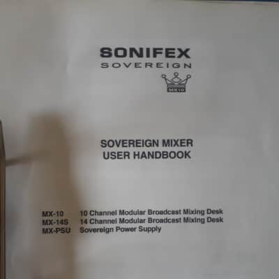 Sonifex Sovereign Mixer User Handbook for MX-10, MX-145 & MX-PSU 1995-97 image 1
