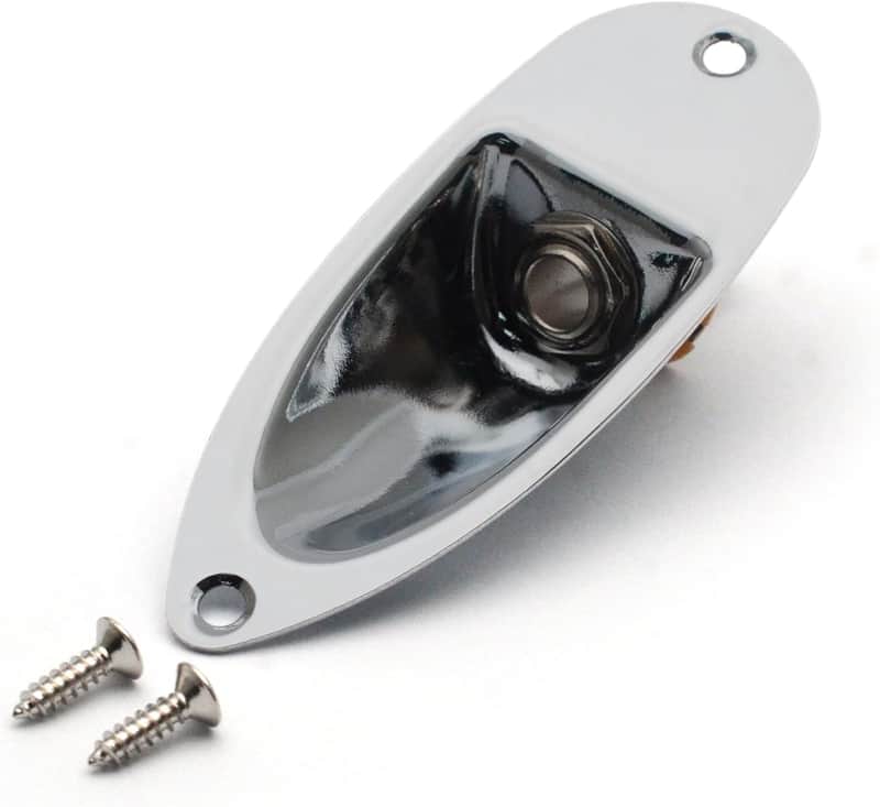 Guitar Input Jack Socket Plate Output Loaded Boat Style 1/4 Inch with Screws for Fender Stratocaster Strat St Mono Electric Guitar for Electric Guitar Replacement Parts（Chrome） image 1