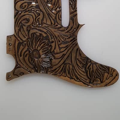Fender Telecaster Leather Pickguard hand tooled Sheridan style "Outlaw series " 2019 classic image 1
