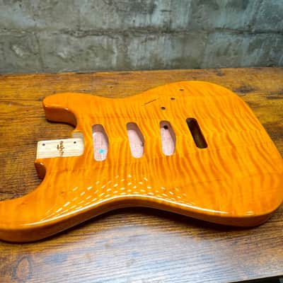 Warmtone CG SSS Strat Style Guitar Body Flamed Maple “Sun” 4.7lbs image 5