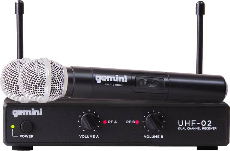 Gemini UHF-02M 2-Channel Wireless Microphone System - Band S34 image 1