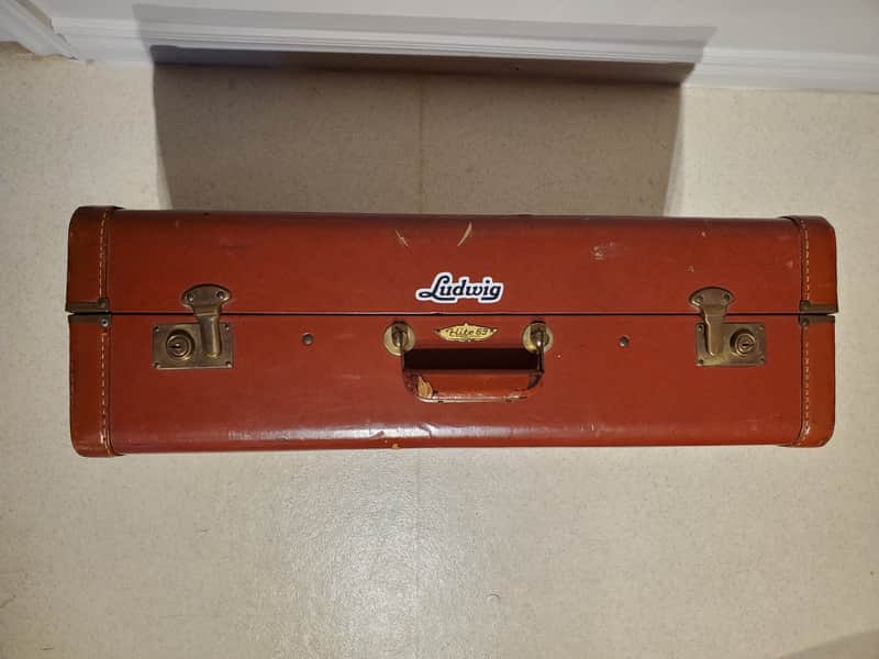Vtg Ludwig Leather SNARE DRUM Travel Case Holds Snare Drums up 6".5 image 1