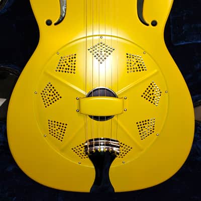 National Reso-Phonic Triolian Polychrome 14 Fret 2023 Yellow/Gold with Palm Tree Scene on Back - IN STOCK NOW! image 2