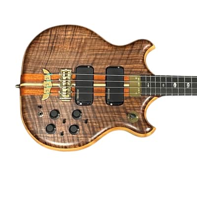 Alembic Stanley Clarke "Brown Bass", Flame Walnut with Ebony, BLUE LEDS *IN STOCK*** image 1