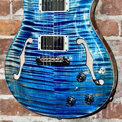 PRS Hollowbody II Piezo  Electric Guitar, Faded Blue Jean, Insane Flame, Help Support Small Business & Buy It Here ! image 1