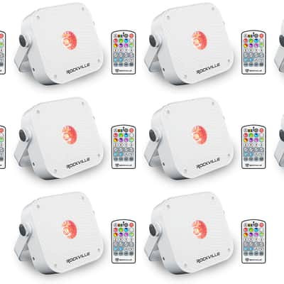 (10) Rockville MINI RF1 V3 White Bright DJ/Party LED Wash Up Lights+RF Remote+APP