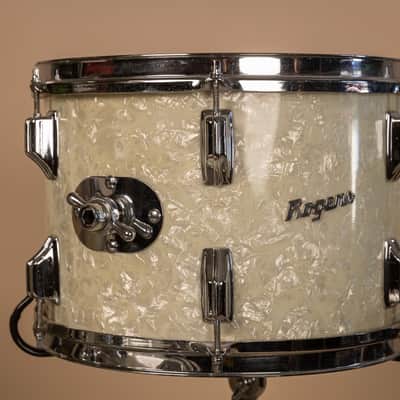 Vintage Rogers White Marine Pearl Drum Set 14x24 9x13 16x16 and 16x18 image 16
