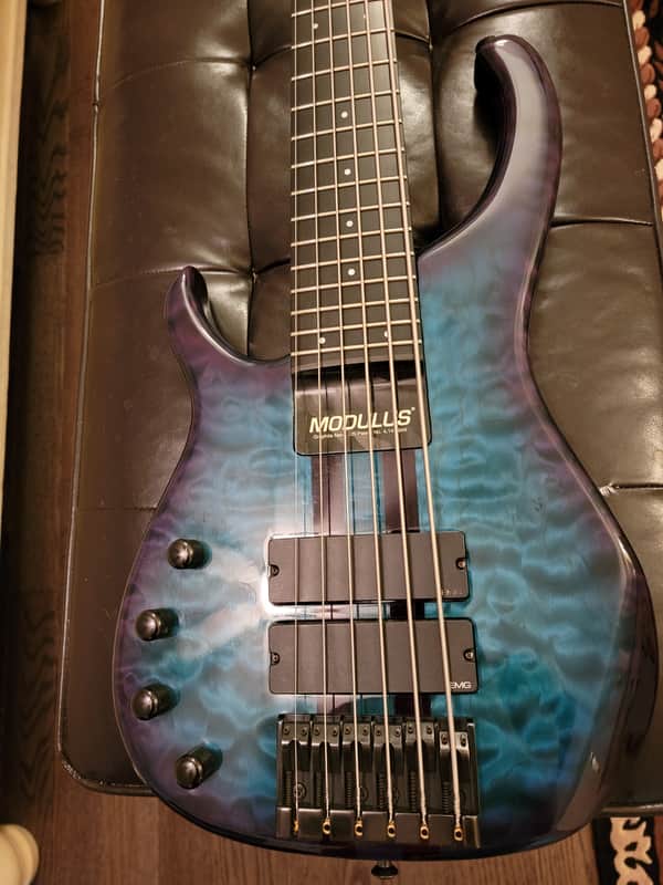 Modulus Quantum 6 LH 1995 Purple-Blue Burst over Quilted Maple image 1