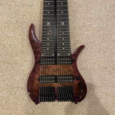 FM Guitars 16-String Double Neck McRocklin Purple Galaxy 8+8 NAMM Edition image 6