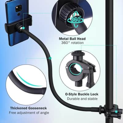 Mic Stand Phone Holder, Flexible Phone Holder for Microphone Stand, iPhone Music Stand Holder Mount, Mic Stand Cell Phone Clip image 2