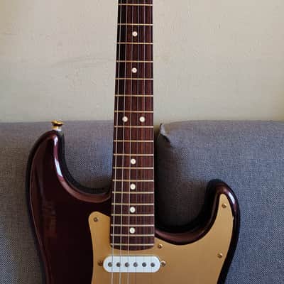 Custom Squier 40th Anniversary Gold Edition Stratocaster - Ruby Red Metallic, 100% Rosewood Neck (2022) image 6