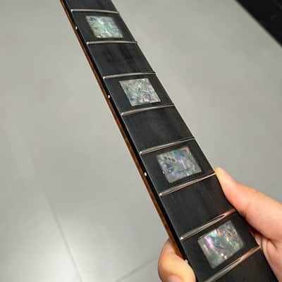 AAAAA Ebony fretboard Bone nut Roasted flame Maple Electric Guitar Neck Round stainless steel 22 frets Colored shell blocks Inlay satin image 14