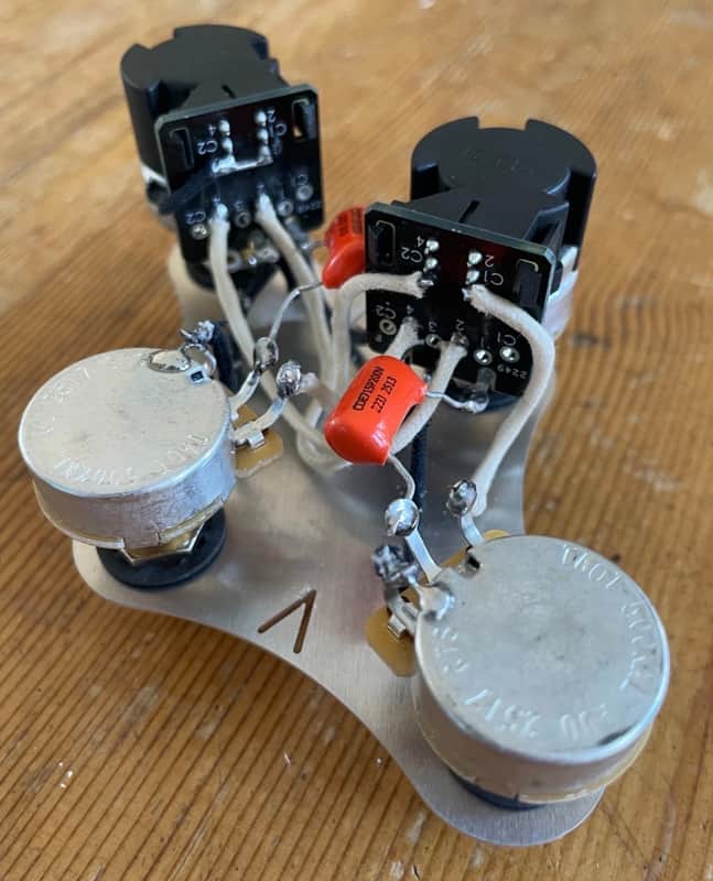 Gibson Les Paul / Telecaster Deluxe Wiring Harness – CTS 500K Push/Pull – Orange Drop Caps image 1