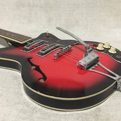 Teisco Kingston Kawai Rare Offset Hollowbody Electric Guitar 1960's Japan Redburst image 8