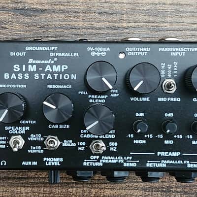 DemonFX Demonfx SIM-AMP High Quality Simplifier Bass Station Preamp Simulator, Power Amp SIM, Stereo Cab SIM & DI Out for Electric Bass 2025 - Black image 1