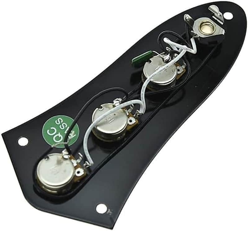 Fully Loaded Control Plate Pre-Wired Control Plate with Wiring Harness for Jazz J Bass Black image 1