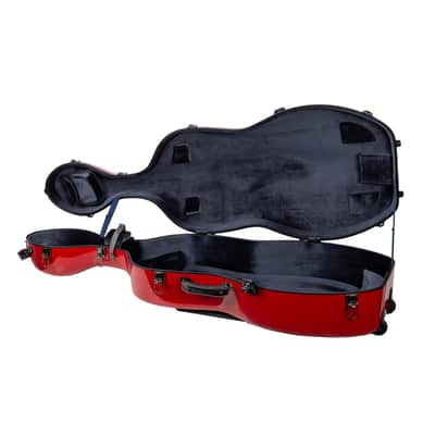Crossrock Fiberglass Cello Case with Wheels - Fits 4/4 Full Size Cellos - Includes Padded Music Pouch, 3 Handles, Removable Shoulder Straps, Combination Lock - Red (CRF2020CEFRD) image 4