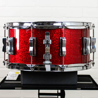 Preowned Ludwig Classic Maple 6.5"x14" Snare Drum - Red Sparkle image 2