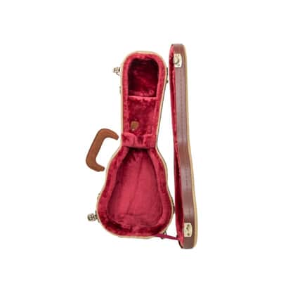Crossrock Master Series Soprano Ukulele Case for 21'' Long Neck | Classic Fabric Tweed Exterior, Re-Engineered Shell, Backpack Straps & Leather Handle, Deep Red Velvet Interior image 11