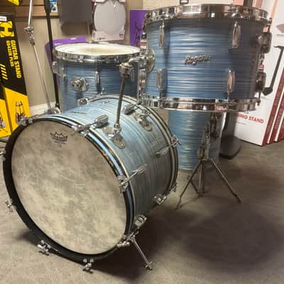 Rogers Cleveland Era Holiday 4-Piece Drum Set w/Matching Canister Throne -  Sky Blue Ripple Pearl (Early 1960's) image 5