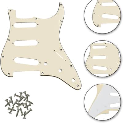 11 Hole Strat Pickguard Pick Guard Scratch Plate for Standard Stratocaster Modern Style Electric Guitar,Cream 3ply image 2