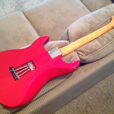 Rare Custom Clay Dot Squier Classic Vibe Stratocaster in Discontinued Scarlet Red Color image 6