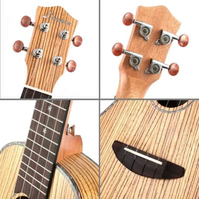 Zebrawood Body 23 inch Concert Ukulele with Ukulele Set Tuner Strap Nylon Strings image 11