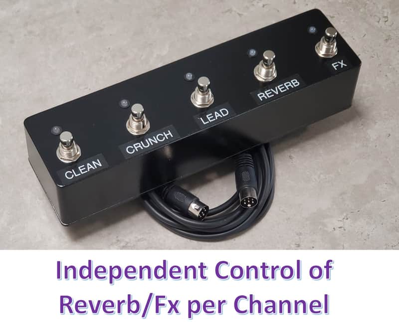 Replacement Footswitch for Marshall JCM 2000 TSL Amps w/ Rev/FX Memory per Channel and 10-Ft Cable image 1