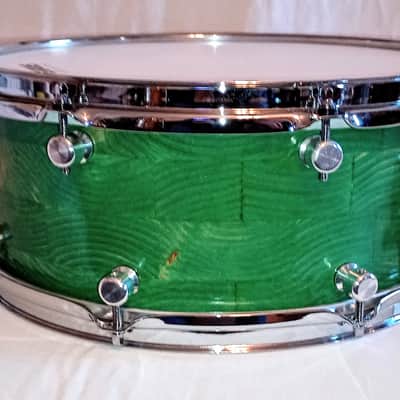 MARTIAL PERCUSSION-CUSTOM STAVE SNARE DRUM w/ IDSS - PONDEROSA GREEN -FREE SHIP TO C-USA! image 2