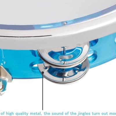 Tambourine Adjustable Tone Hand Drum Double Row Metal Jingles Hand Bell Performance Level Handheld Percussion (Blue) image 4