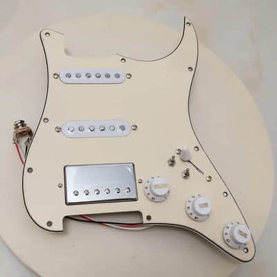 Vintage Cream Guitar HSS Strat Style Loaded Prewired Pickguard, MultiFunction Wiring image 2