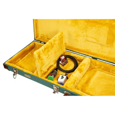 Crossrock Master Series - Wooden Telecaster&Stratocaster Electric Guitar Case - Security Lock, Genuine Leather Handle, Reinforced Hardware, Metal Feet, Storage Space- Malachite Blue Tweed image 5
