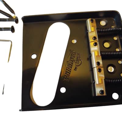 WILKINSON Black Telecaster Ashtray Bridge with WTB Compensated Brass Saddles image 3