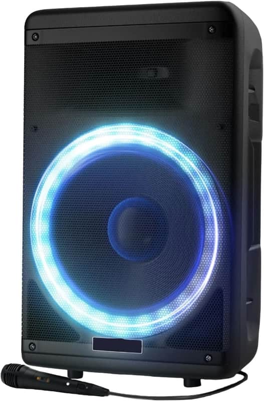 15" High Powered Bluetooth Party Speaker – Deep Bass, Loud Sound System with LED Lights, Includes Microphone and Remote Control image 1