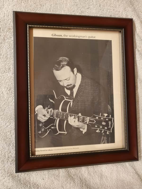 1966 Gibson Guitars Promotional Ad Framed Barney Kessel Original image 1